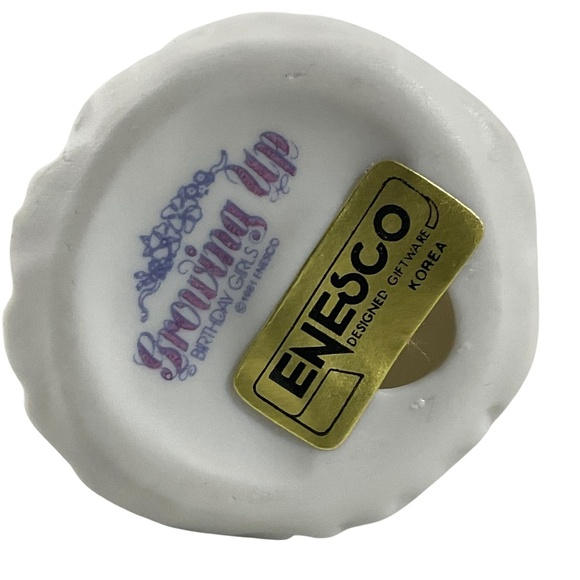 1981 Enesco Growing Up Birthday Girls Blonde Age 2 Figurine Blue Dress 3” Tall - Picture 6 of 8